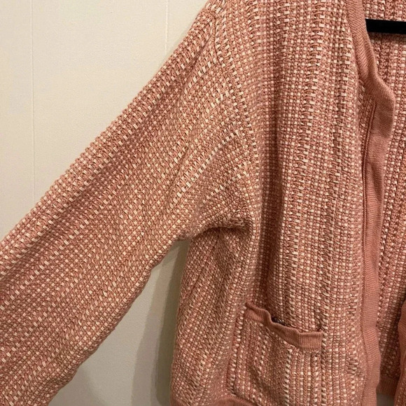 J. Crew pink and cream knit cardigan size XL - Picture 2 of 7